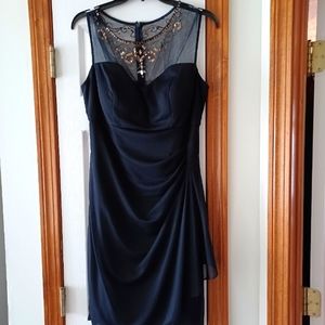 Navy blue sequin top dress